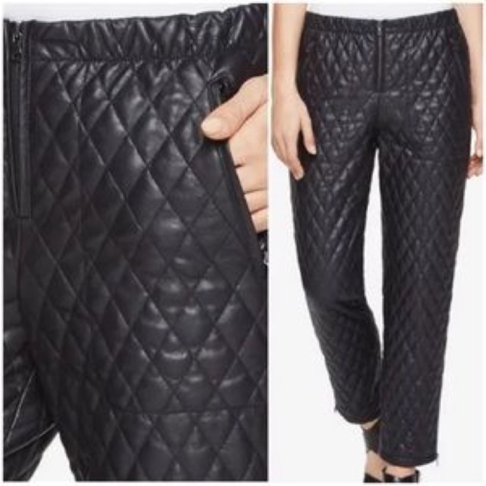 BCBGMaxAzria Black Quilted Faux-Leather Pants